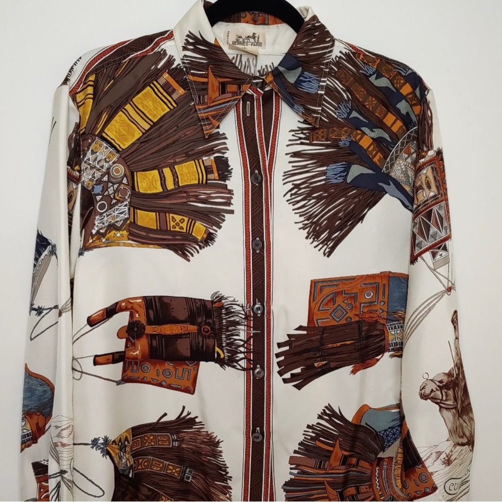 Vintage Rare Hermes Cuirs du Desert Ivory Women's Blouse! Gorgeous, Very…
